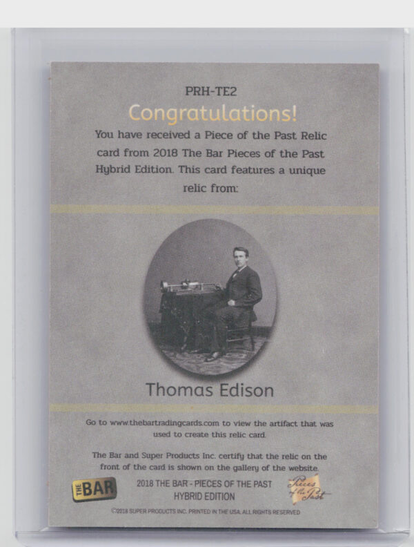 2018 The Bar Pieces of the Past Hybrid Edition:  Thomas Edison - Image 3