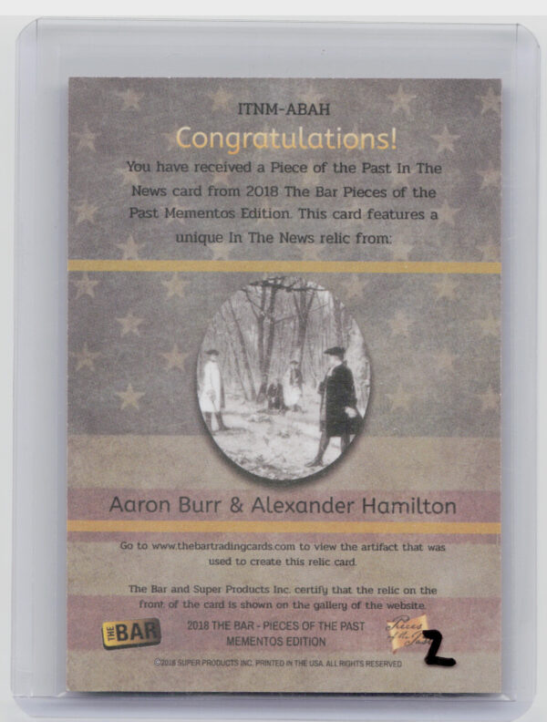 2018 The Bar Pieces of the Past Mementos Edition: Aaron Burr, Alexander Hamilton - Image 3