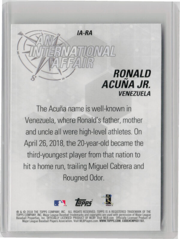 2018 Topps Chrome Update Ronald Acuna Jr. #IA-RA Braves An International Affair - Image 3