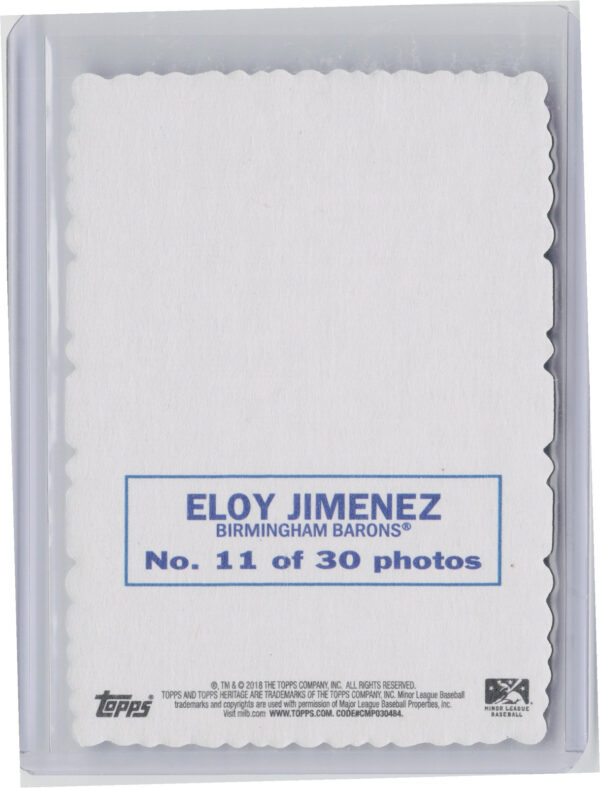 2018 Topps Heritage Minor League Eloy Jimenez #11 Barons 1969 Deckle - Image 3