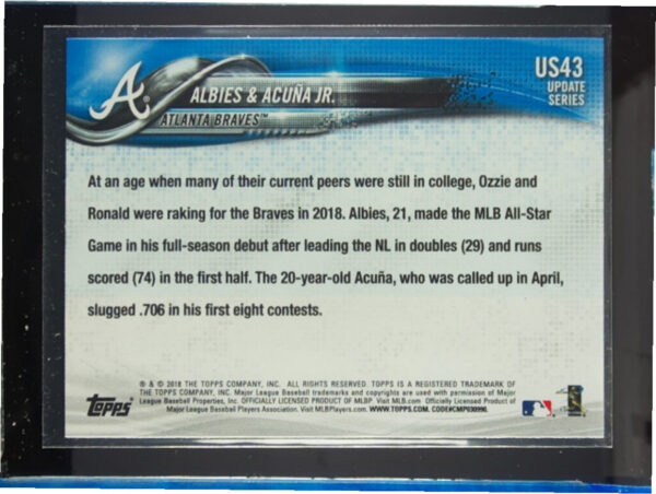 2018 Topps Update The Future Is Bright (Ronald Acuna Jr. / Ozzie Albies) #US43 B - Image 3