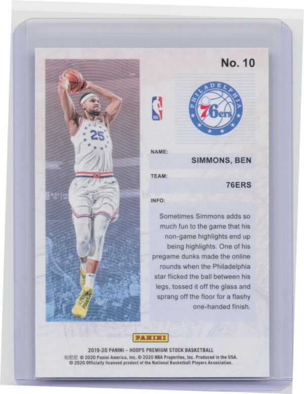 2019-20 Hoops Premium Stock Ben Simmons #10 76ers Frequent Flyers - Image 3