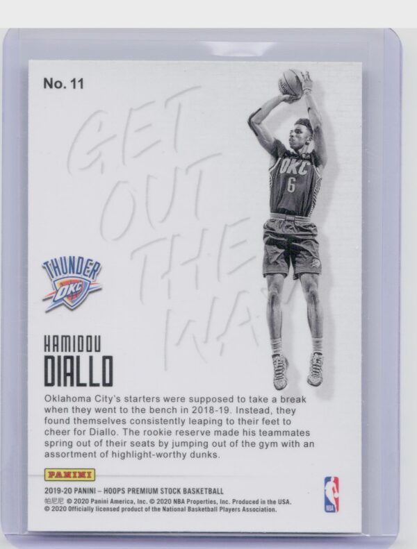 2019-20 Hoops Premium Stock Hamidou Diallo #11 Thunder Get Out The Way - Image 3