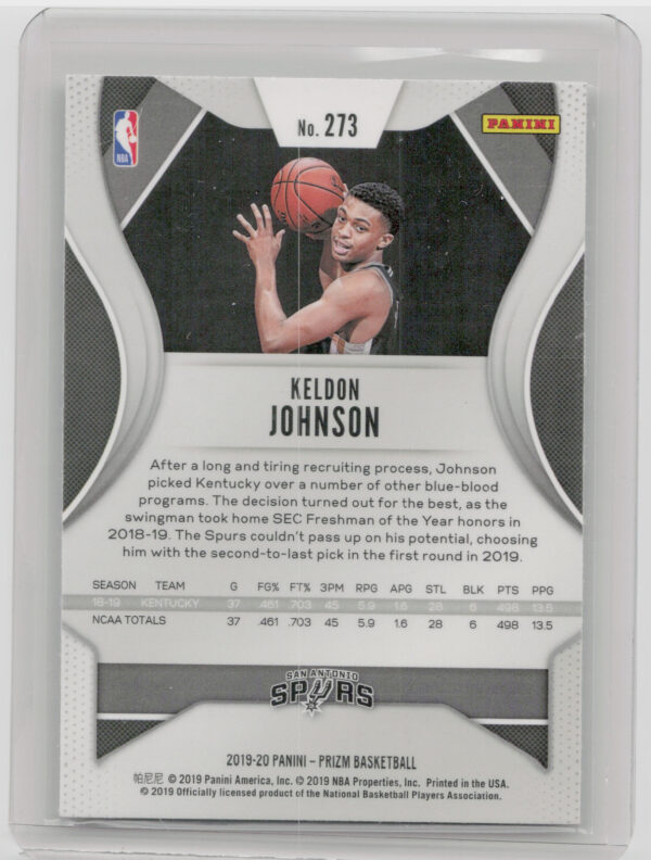 2019-20 Panini Prizm Keldon Johnson RC #273 Spurs - Image 3