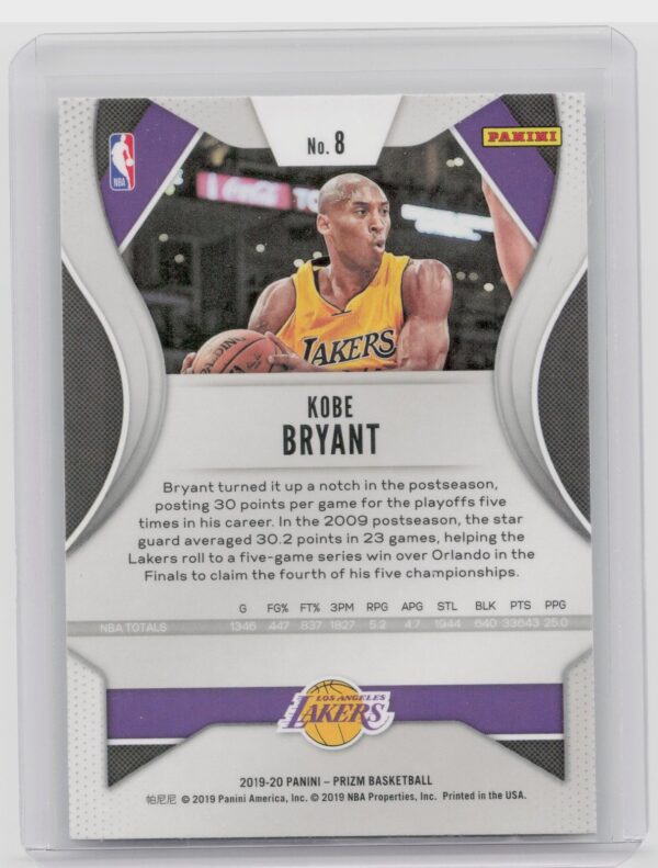 2019-20 Prizm Kobe Bryant #8 Lakers - Image 3