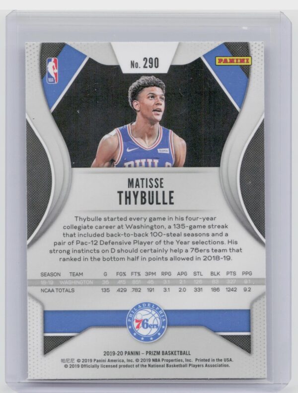 2019-20 Prizm Matisse Thybulle rookie #290 76ers - Image 3