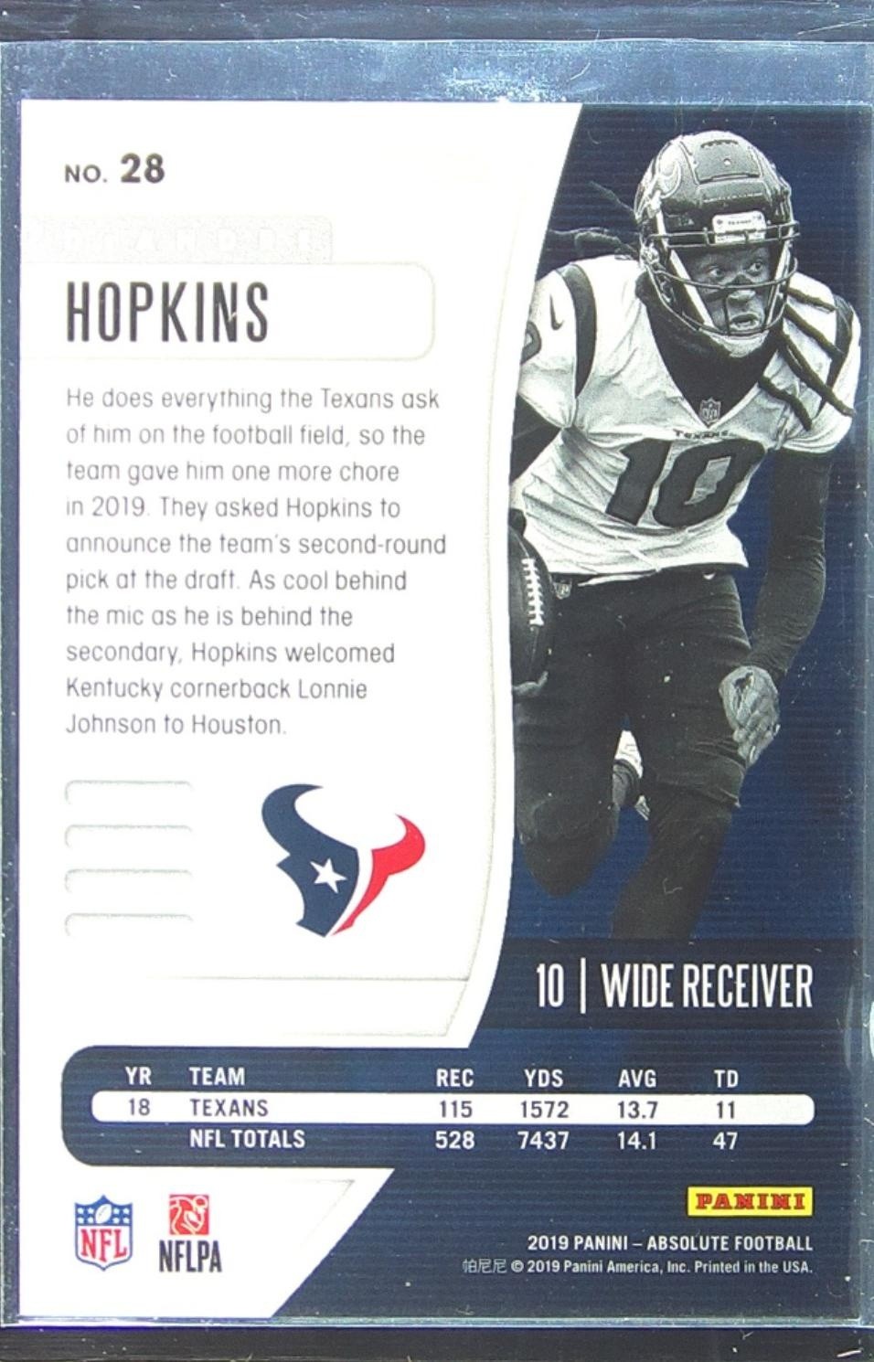 2019 Absolute DeAndre Hopkins Spectrum Red /100 #28 Texans - Image 3