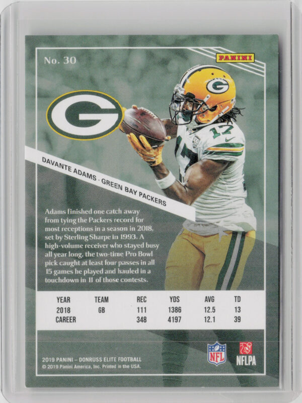 2019 Donruss Elite Davante Adams Red SN299 #30 Packers - Image 3