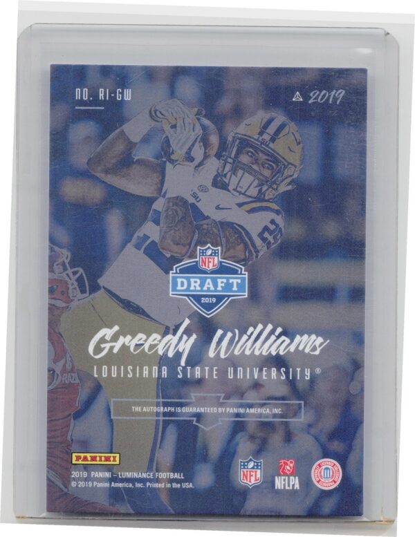 2019 Panini Luminance Greedy Williams AU SN349 #RI-GW Tigers Rookie Ink - Image 3