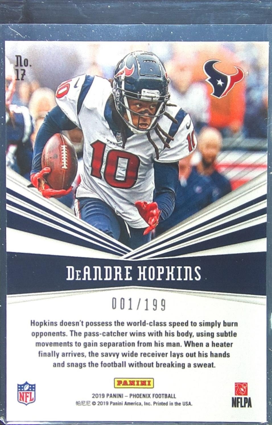 2019 Panini Phoenix DeAndre Hopkins /199 #17 Texans Catching Fire Pink - Image 3