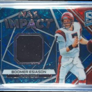 2019 Panini Spectra Boomer Esiason SN99 MEM #MI-6 Bengals Max Impact Neon Blue