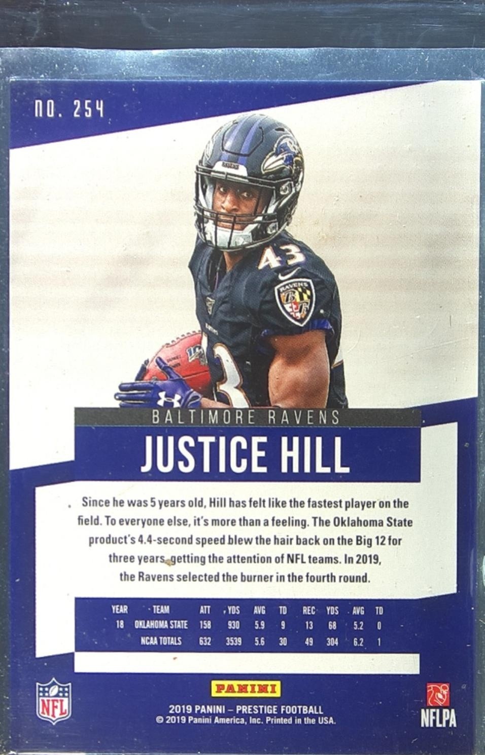 2019 Prestige Justice Hill Xtra Points Red /399 #254 Ravens - Image 3