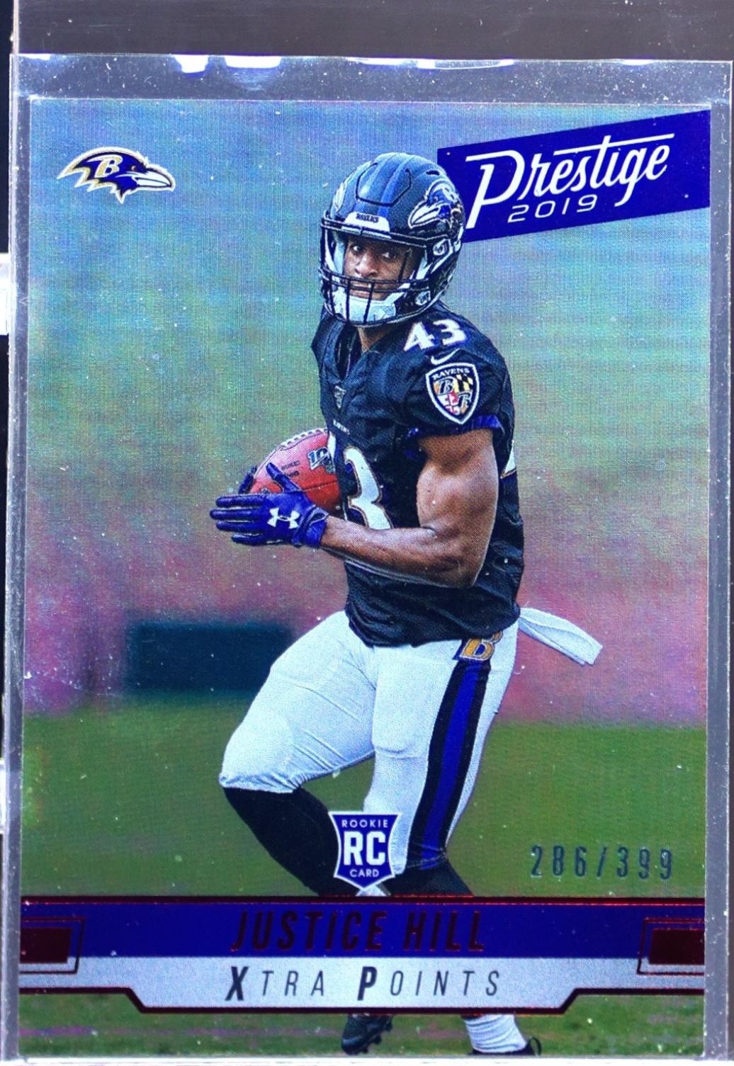 2019 Prestige Justice Hill Xtra Points Red /399 #254 Ravens