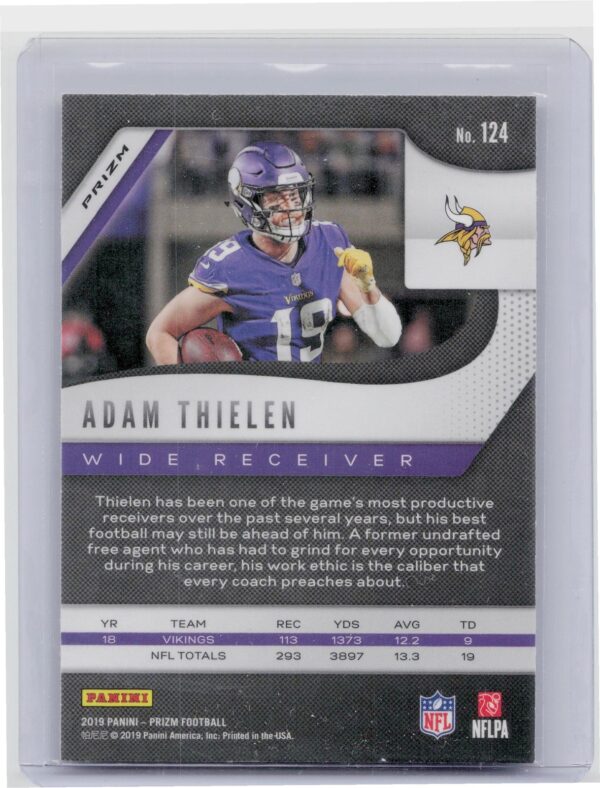 2019 Prizm Adam Thielen Lazer #124 Vikings - Image 3