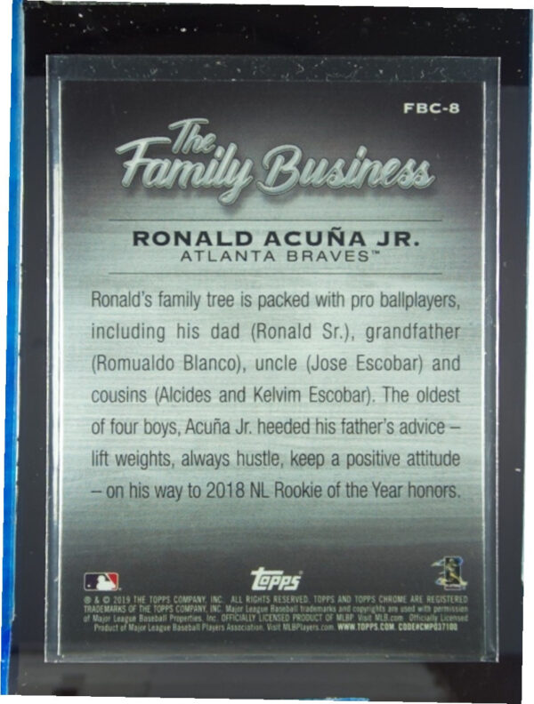 2019 Topps Chrome Update Ronald Acuna Jr. #FBC-8 Braves The Family Business - Image 3