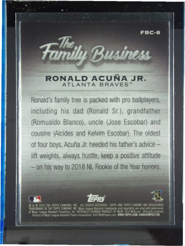 2019 Topps Chrome Update Ronald Acuna Jr. #FBC-8 Braves The Family Business - Image 3