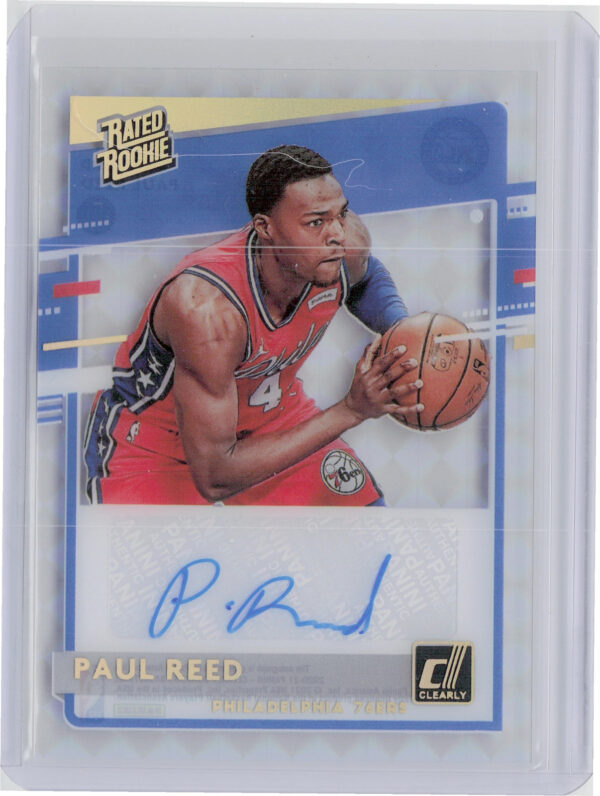 2020-21 Clearly Donruss Paul Reed AU #RRA-PRD 76ers Clearly Rated Rookie