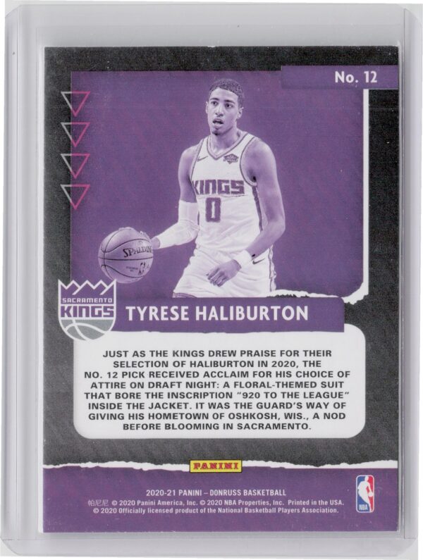 2020-21 Donruss Tyrese Haliburton #12 Kings Great X Pectations - Image 3