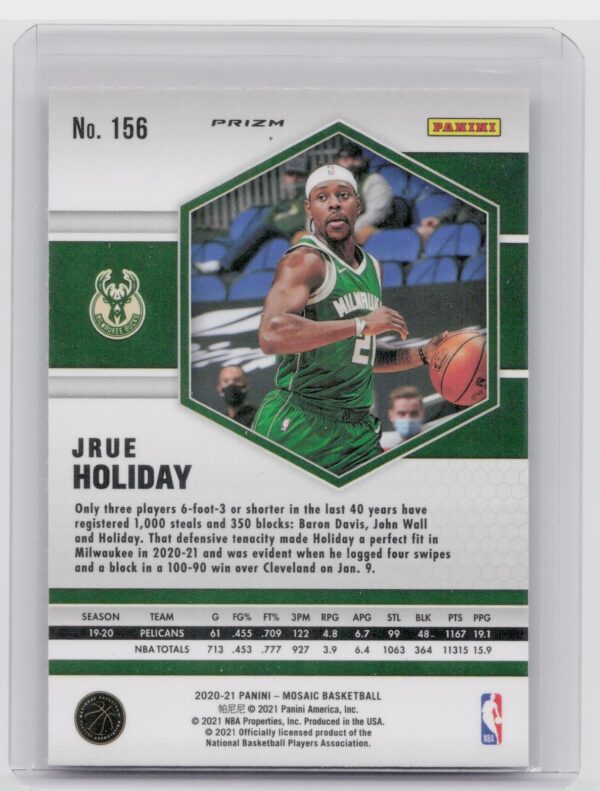2020-21 Panini Mosaic Jrue Holiday Mosaic Red Wave #156 Bucks - Image 3
