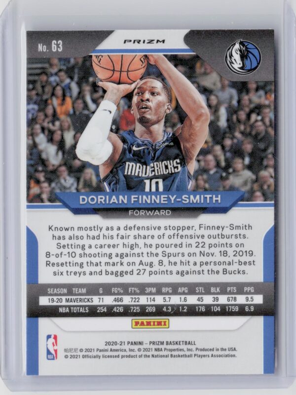 2020-21 Panini Prizm Dorian Finney-Smith Choice Blue, Yellow and Green Prizms #6 - Image 3