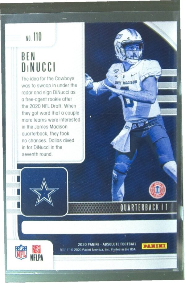 2020 Absolute Ben DiNucci Retail RC #110 Cowboys - Image 3