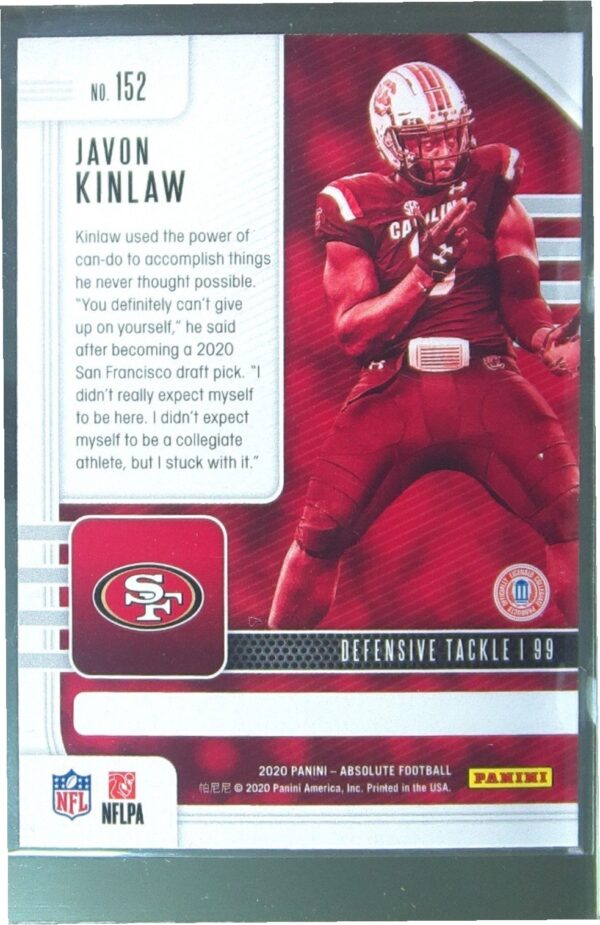 2020 Absolute Javon Kinlaw Retail RC #152 49ers - Image 3