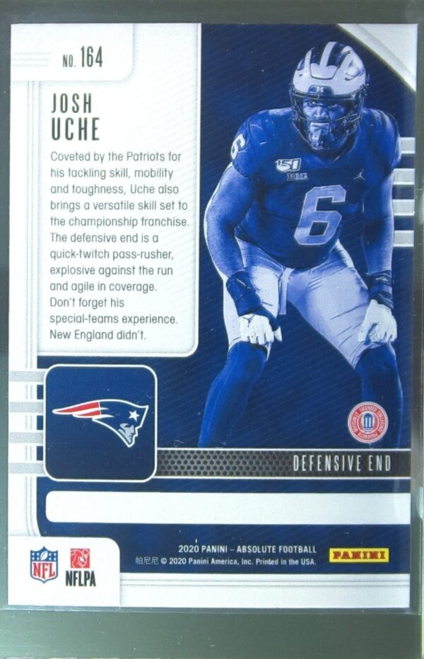 2020 Absolute Josh Uche Green RC #164 Patriots - Image 3