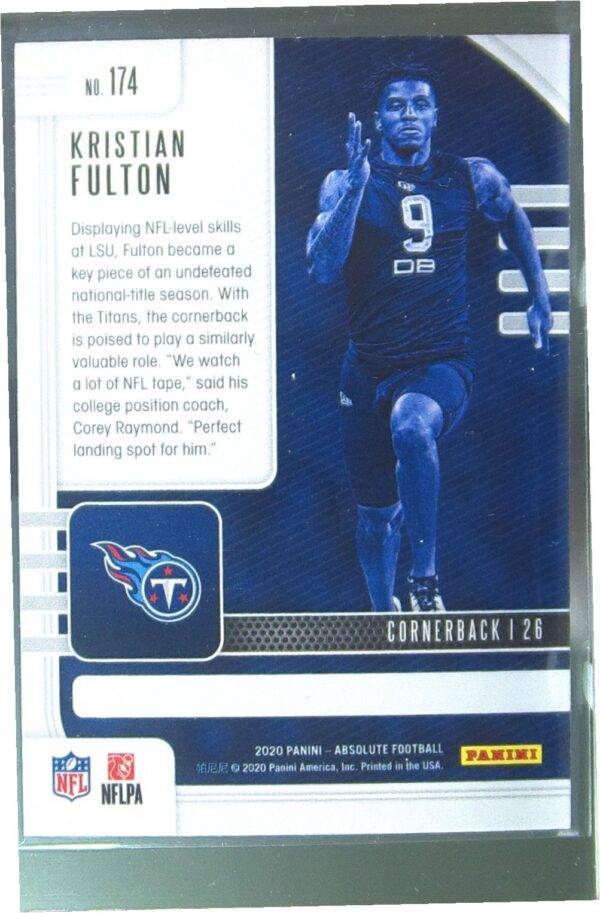 2020 Absolute Kristian Fulton Retail RC #174 Titans - Image 3