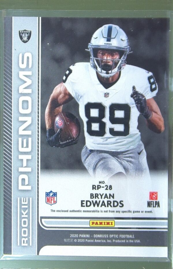 2020 Donruss Optic Bryan Edwards JSY RC #RP-28 Raiders Rookie Phenoms Blue Hyper - Image 3
