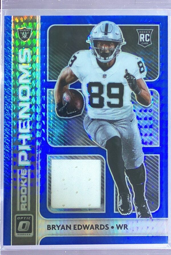 2020 Donruss Optic Bryan Edwards JSY RC #RP-28 Raiders Rookie Phenoms Blue Hyper