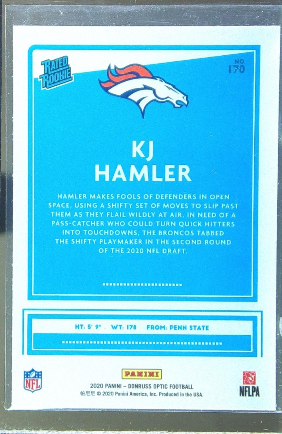 2020 Donruss Optic KJ Hamler RC #170 Broncos - Image 3