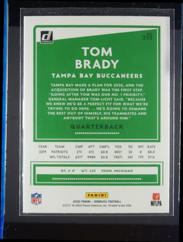 2020 Donruss Tom Brady #230 Buccaneers - Image 3