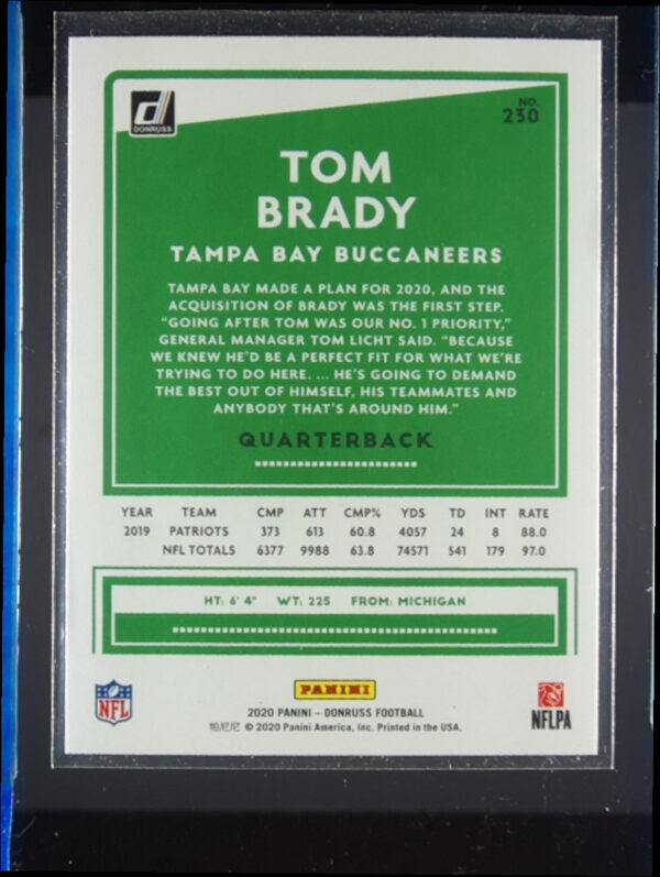 2020 Donruss Tom Brady #230 Buccaneers - Image 3