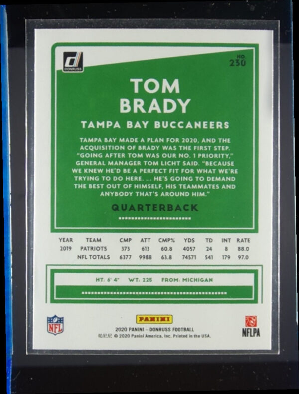 2020 Donruss Tom Brady #230 Buccaneers - Image 3