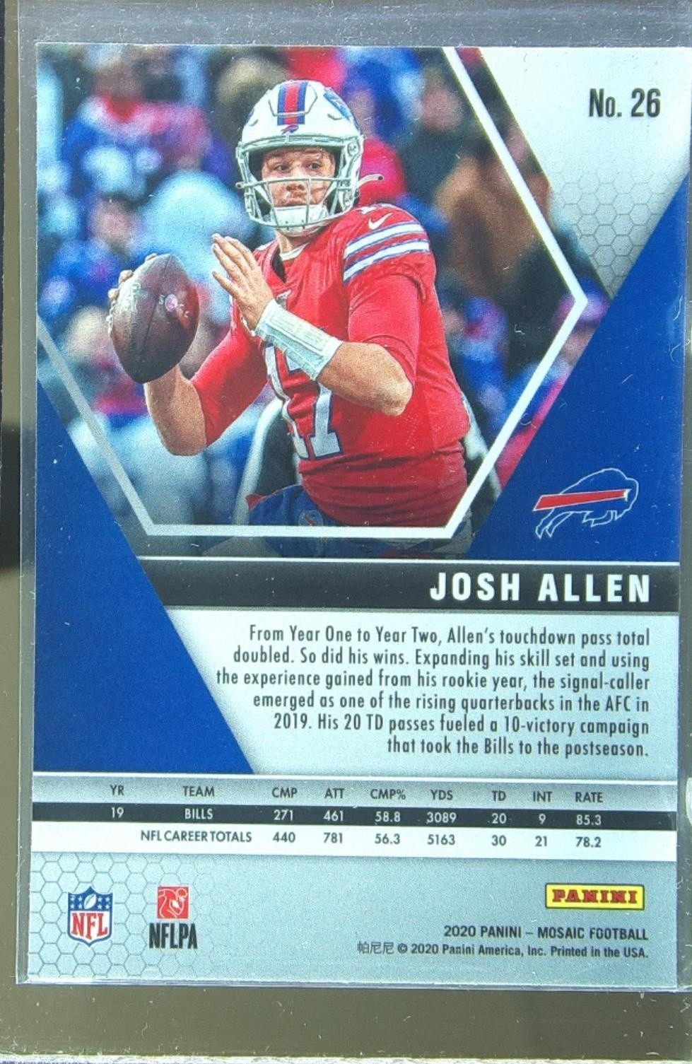 2020 Mosaic Josh Allen #26 Bills - Image 3