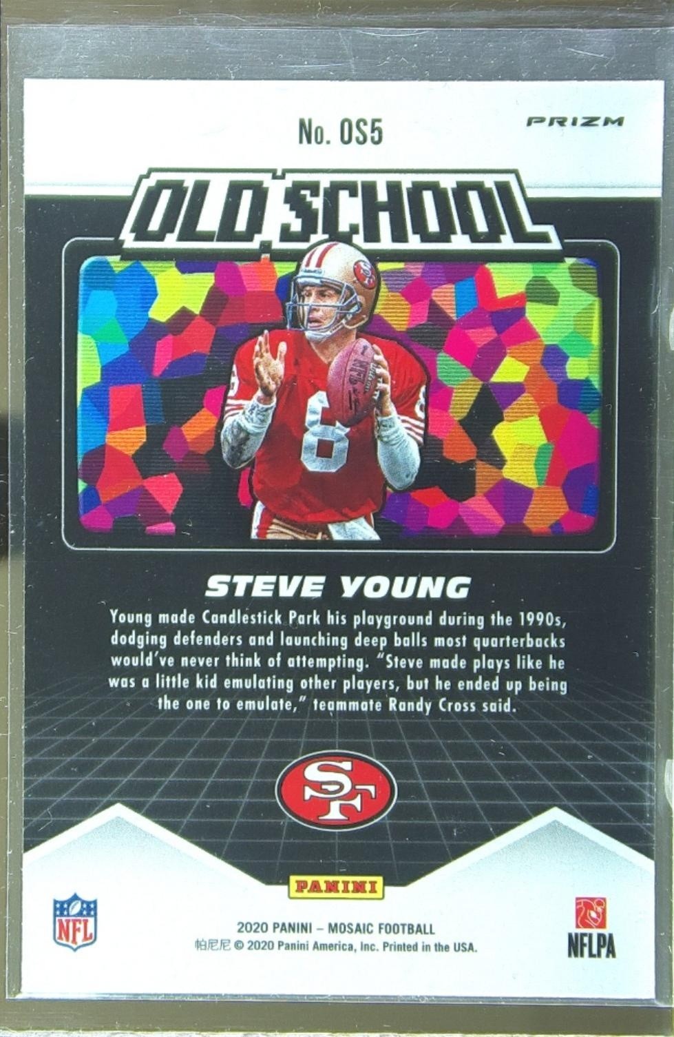 2020 Mosaic Steve Young #OS5 49ers Old School Prizm Green - Image 3