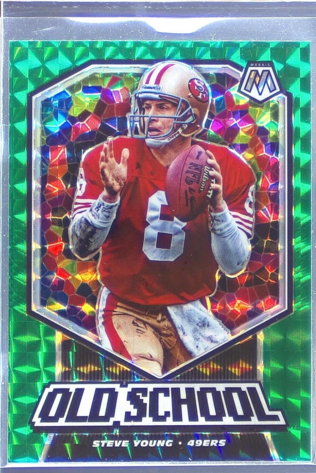 2020 Mosaic Steve Young #OS5 49ers Old School Prizm Green