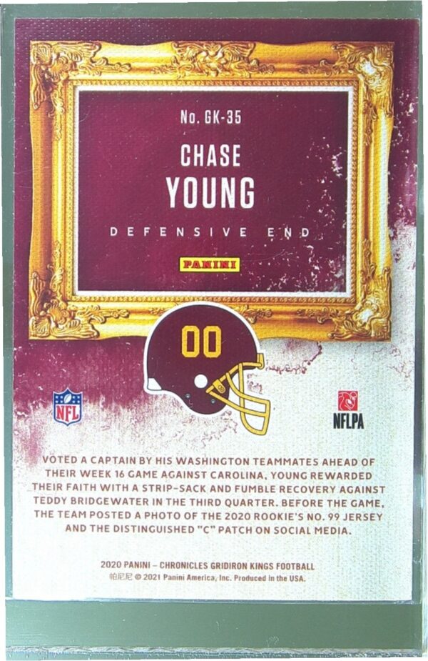 2020 Panini Chronicles Chase Young RC #GK-35 Team Gridiron Kings - Image 3