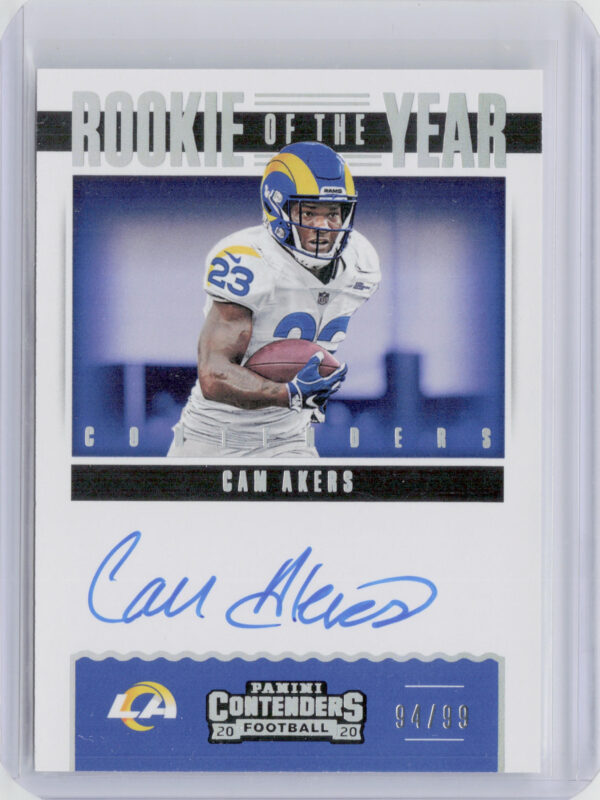 2020 Panini Contenders Cam Akers AU SN99 #RYA-CAK Rams Rookie of the Year Conten