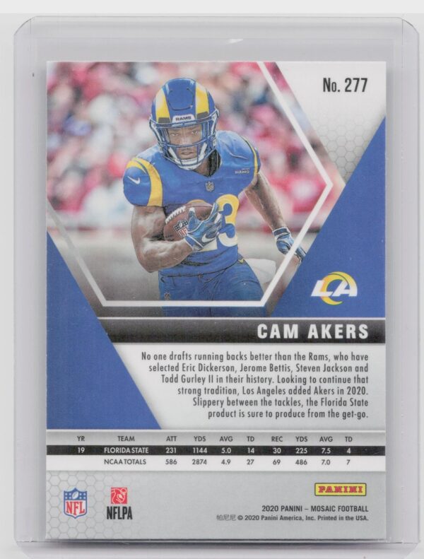 2020 Panini Mosaic Cam Akers NFL Debut #277 Rams - Image 3