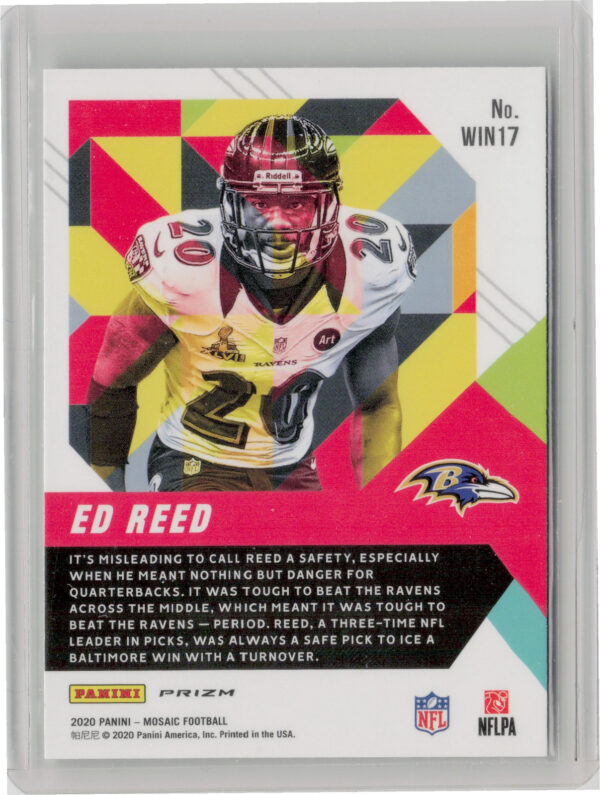 2020 Panini Mosaic Ed Reed #WIN17 Ravens In It To Win It - Image 3