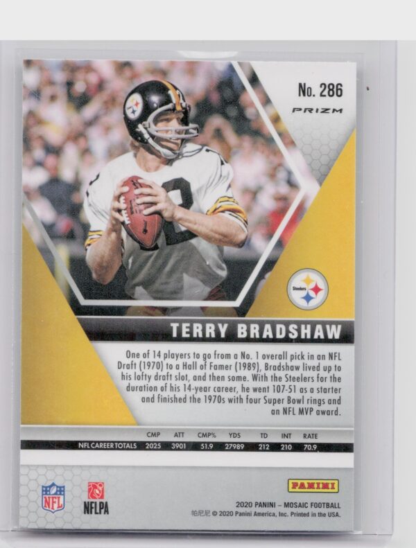 2020 Panini Mosaic Terry Bradshaw Prizm Reactive Orange #286 Steelers - Image 3