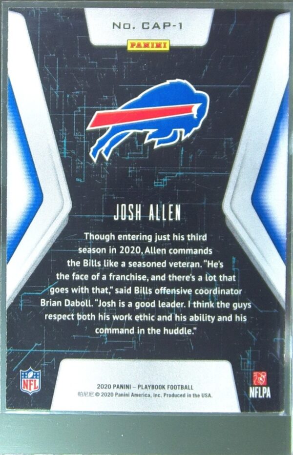 2020 Panini Playbook Josh Allen #CAP-1 Bills Captains - Image 3