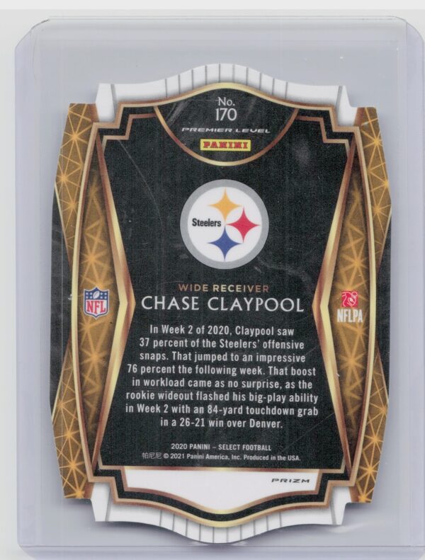 2020 Panini Select Chase Claypool White Prizm Die Cut #170 Steelers - Image 3