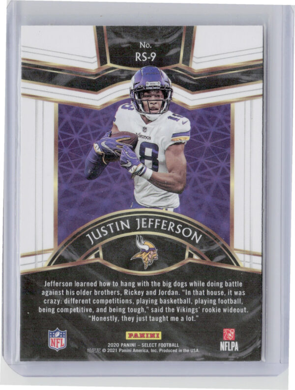 2020 Panini Select Justin Jefferson #RS-9 Vikings Rookie Selections - Image 3