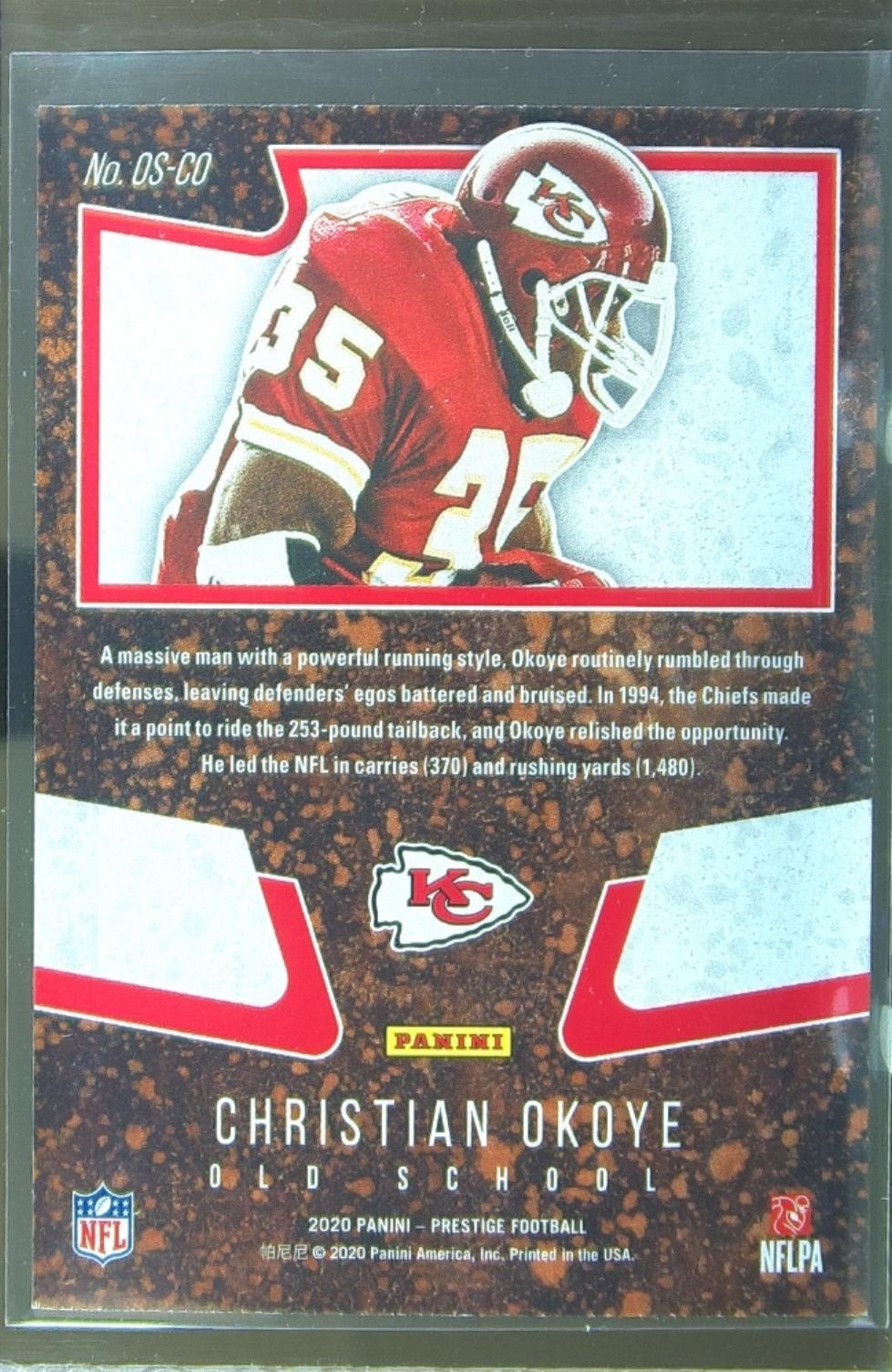 2020 Prestige Christian Okoye #OS-CO Chiefs Old School - Image 3