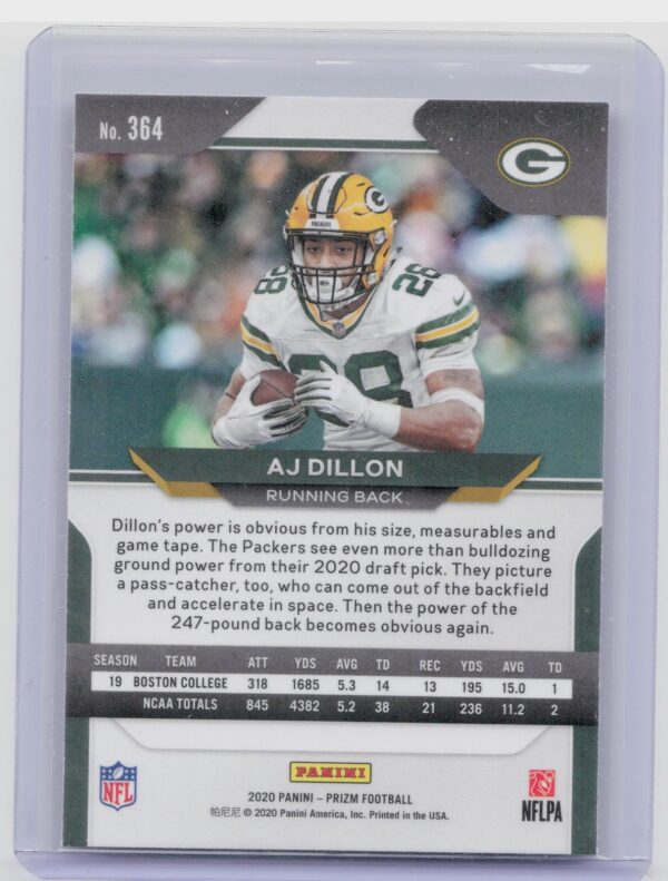 2020 Prizm AJ Dillon RC #364 Packers - Image 3