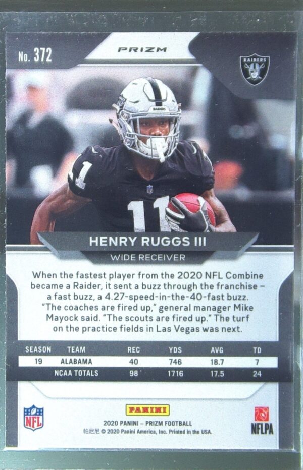 2020 Prizm Henry Ruggs III Prizm Orange Disco RC #372 Raiders - Image 3