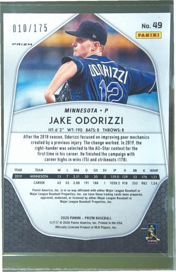 2020 Prizm Jake Odorizzi Blue Mojo Prizm /175 #49 Twins - Image 3