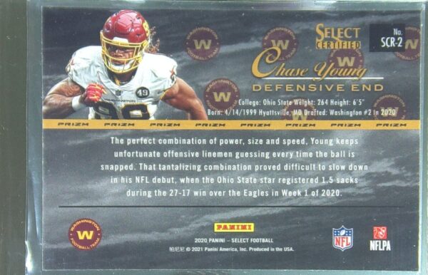 2020 Select Chase Young RC #SCR-2 Team Select Certified Rookies Prizm - Image 3